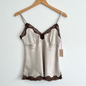 Gold Hawk Silk Lace Trim Camisole